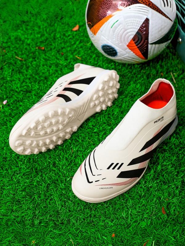 Men's Multi-Nail Football Shoes, Soccer Shoes Without Laces, Sporty PU Leather, Tie Dye Pattern, Strong Grip Rubber Sole, Comfortable Insole