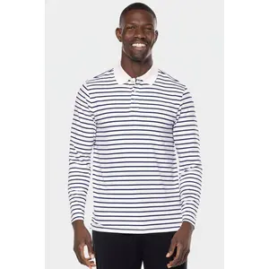 Men's Coppitt Long Sleeve Weekend Polo | White/Navy Stripe