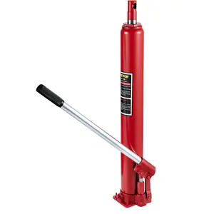 VEVOR Hydraulic Long Ram Jack, TikTokShopBlackFriday, 4 Tons/8818 lbs Capacity, with Single Piston Pump and Flat Base, Manual Cherry Picker with Handle, for Garage/Shop Cranes, Engine Lift Hoist, Red