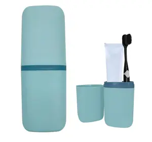 Travel Toothbrush & Toothpaste Case, Toothbrush Travel Holder with Cup Portable Travel Toothbrush Case Holder Toothbrush Travel Container for Camping School Business Trip Bathroom SietDESEO