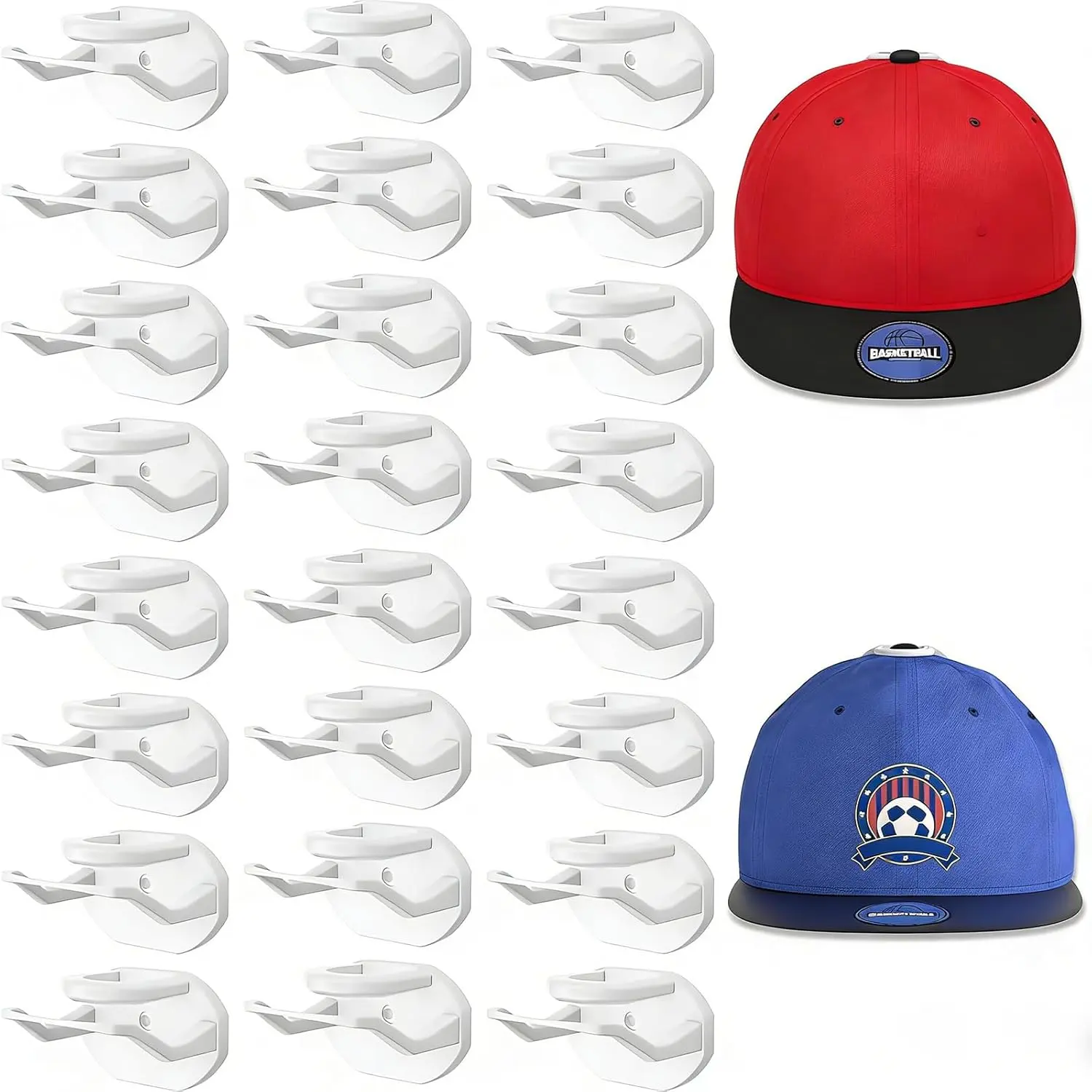 24 Pack Adhesive Hat Hooks for Wall, Strong Hat Rack for Baseball Caps, Minimalist Hat Rack Display for Home Decor, No Drilling, Hat Hold Hanger for Wall, Door, Closet