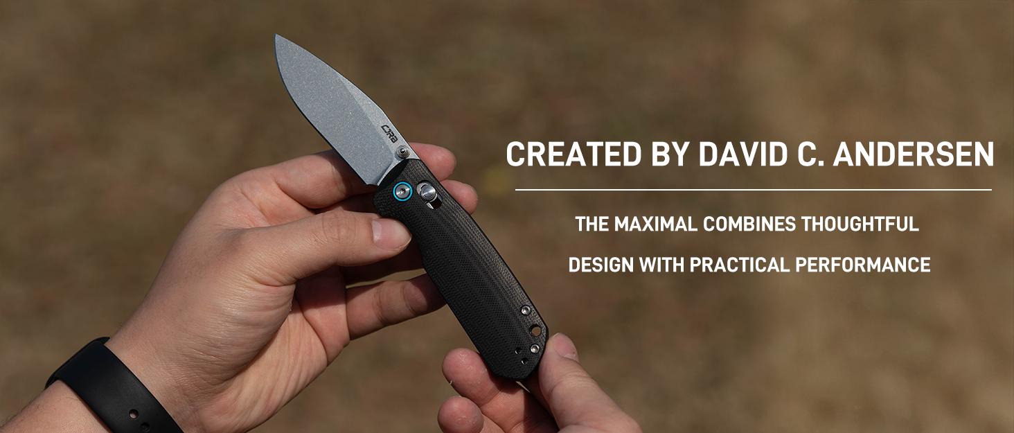 CJRB Maximal Pocket Tool Knife with 2.95" AR-RPM9 Steel Blade and G10 Handle Knife for Camping, Survival Gear, Outdoor Survival Supplies and Survival Equipment Set