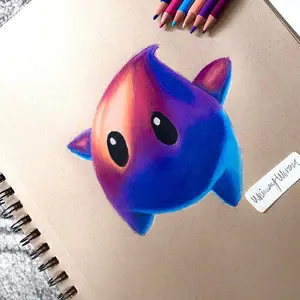 luna super mario colored pencil drawing