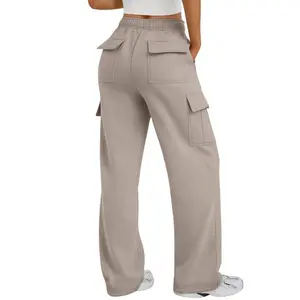 Autumn New High-Waisted Wide-Leg Cargo Pants Long Pants with Pockets Women's Sports Loose Bottoms for Comfort & Style activewear  that  works