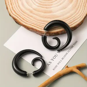 European and American cross-border spiral snail-shaped earrings, acrylic body piercing jewelry, black French-style niche stud earrings