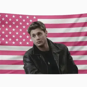Dean Jensen Star Ackles America Pink Flag Wall Tapestry Winchester Blanket Funny Poster For College Dorm Decor Room Decoration Gift Decorative Cotton