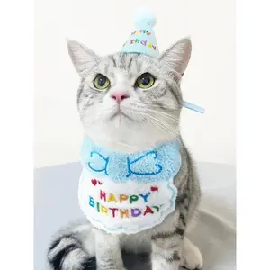 Paw-some Pet Birthday Set – Adjustable Party Hat & Bandana Scarf for Cats & Dogs – Perfect Puppy & Kitty Celebration Outfit!