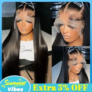 Bling Hair 13x4 13x6 Lace Frontal Bone Straight Wigs Brazilian Human Hair Wigs On Sales Pre Plucked Hd Transparent Human Hair For Woman 4x4 Lace Closure Cheap Wigs 30 28 Inch 180% Density #SummerVibes