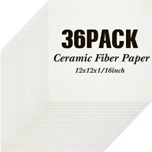 Ctosree 36 Pcs Ceramic Fiber Paper Insulation Gasket or Liner for Kiln White High Temperature Kiln Paper Microwave Ceramic Paper for Stove Fireplace Glass Fusing (12 x 12 x 1/16 Inch)
