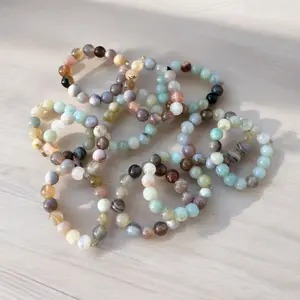 Multi Color Stone Ring - Assorted Beads in Various Colors, Lightweight Design, Ideal for Everyday Wear