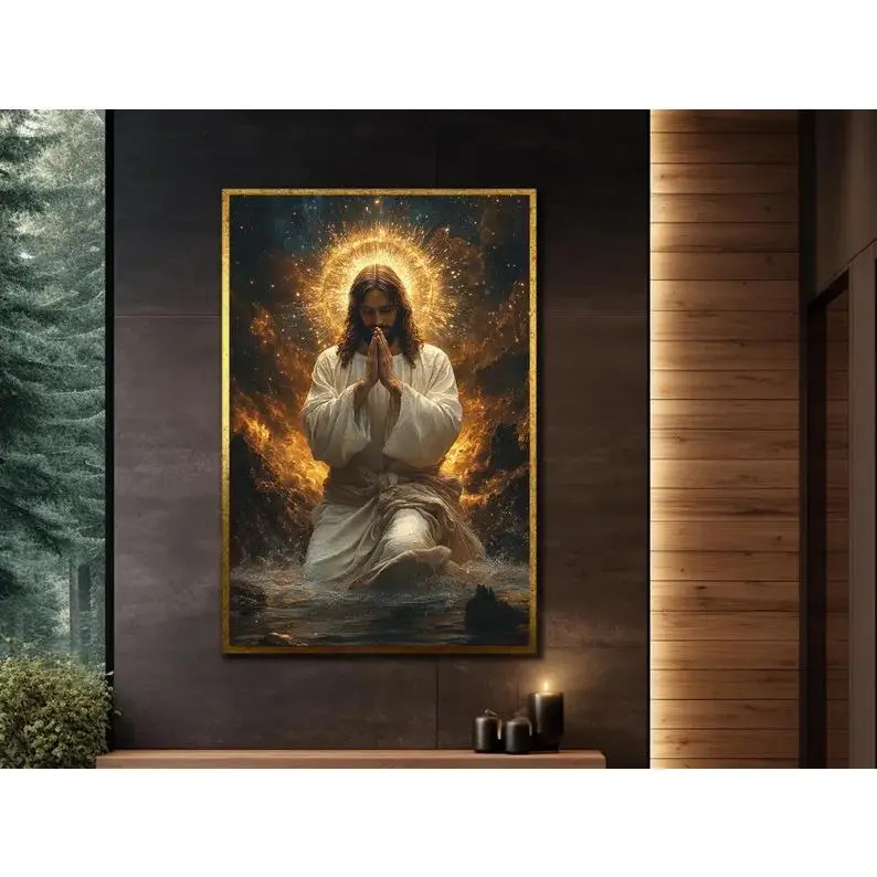 Jesus Canvas Print, Jesus  Wall Decor, Jesus Canvas Art, Religious Art, Christian Wall Decor, Wall Art for Bedroom or Living Room Cotton Matte Minimalist Ornaments Traditional Decoration wall decor posters