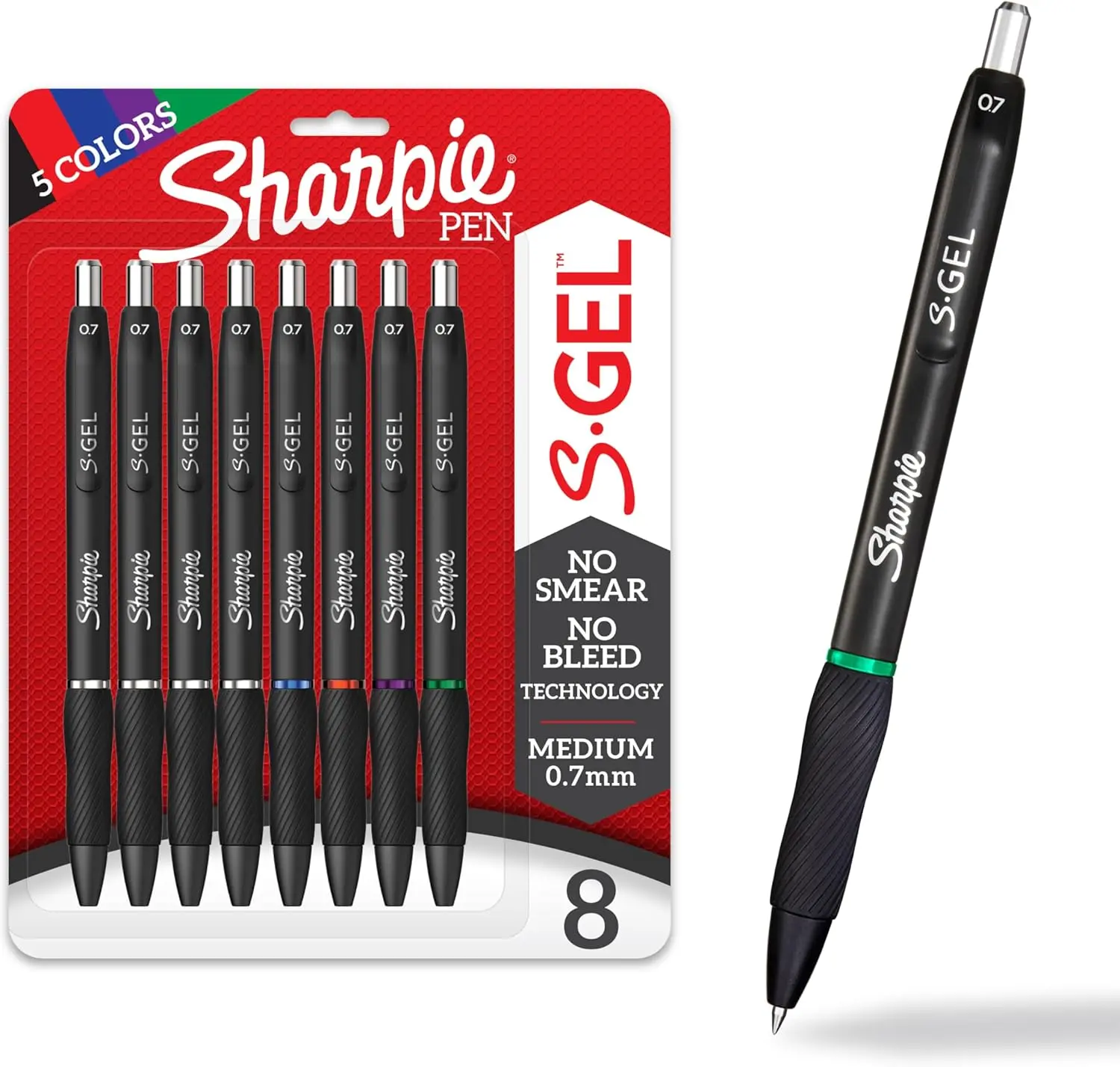 S-Gel Pens, 0.7mm Medium Point, Assorted Ink Colors - Office Stationery Ideal for Writing, Note-Taking, College Supplies