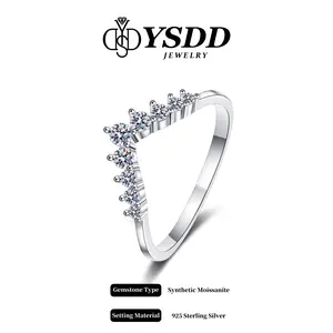 【#410 Wishbone】Fancy V Band vvs Synthetic Moissanite Rings in 925 Sterling Silver