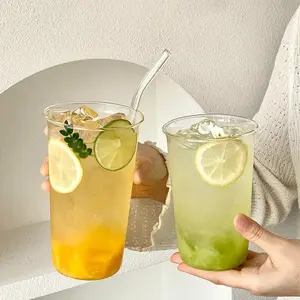 Tall High Borosilicate  Coffee Cup, Heat-Resistant Clear  Tumbler, Simple Iced Tea Cup for Cold Brew, Juice, Home & Cafe Drinkware Fruit Beverage Bottles coupe glass