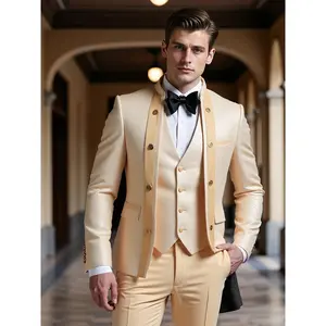 Luxury 3-Piece Men’s Floral Suit – Stand Collar Tuxedo with Vest & Pants | Elegant Formal Outfit for Weddings, Performances & Special Events