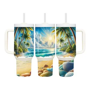 🌴🌊 Tropical Sunrise Beach 40oz Tumbler 🌊🌴