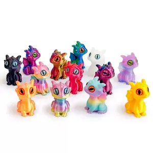 25/50pcs 3D Printed Multi-Color Dragon Models, Realistic Eyes, Home Desktop Decor, Collectible Landscape Ornament, Creative Gift for Friends Family