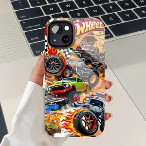 Hot Wheels Style Racing Cars with Flames Mobile iPhone Case. PBT+TPU Durable Two - Piece Shockproof Case, Compatible with iPhone 16/15/14/13/12/11 Pro Max/Plus