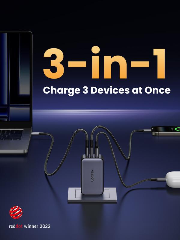 UGREEN Nexode 65W GaN USB C Wall Charger, 3-Port Compact Foldable Fast Charger Power Adapter for iPhone 17/16/15 Series, Galaxy S25/S24, Pixel 10/9, MacBook Pro/Air, Dell XPS, iPad Pro (Black),TikTokShopJumpstartSale