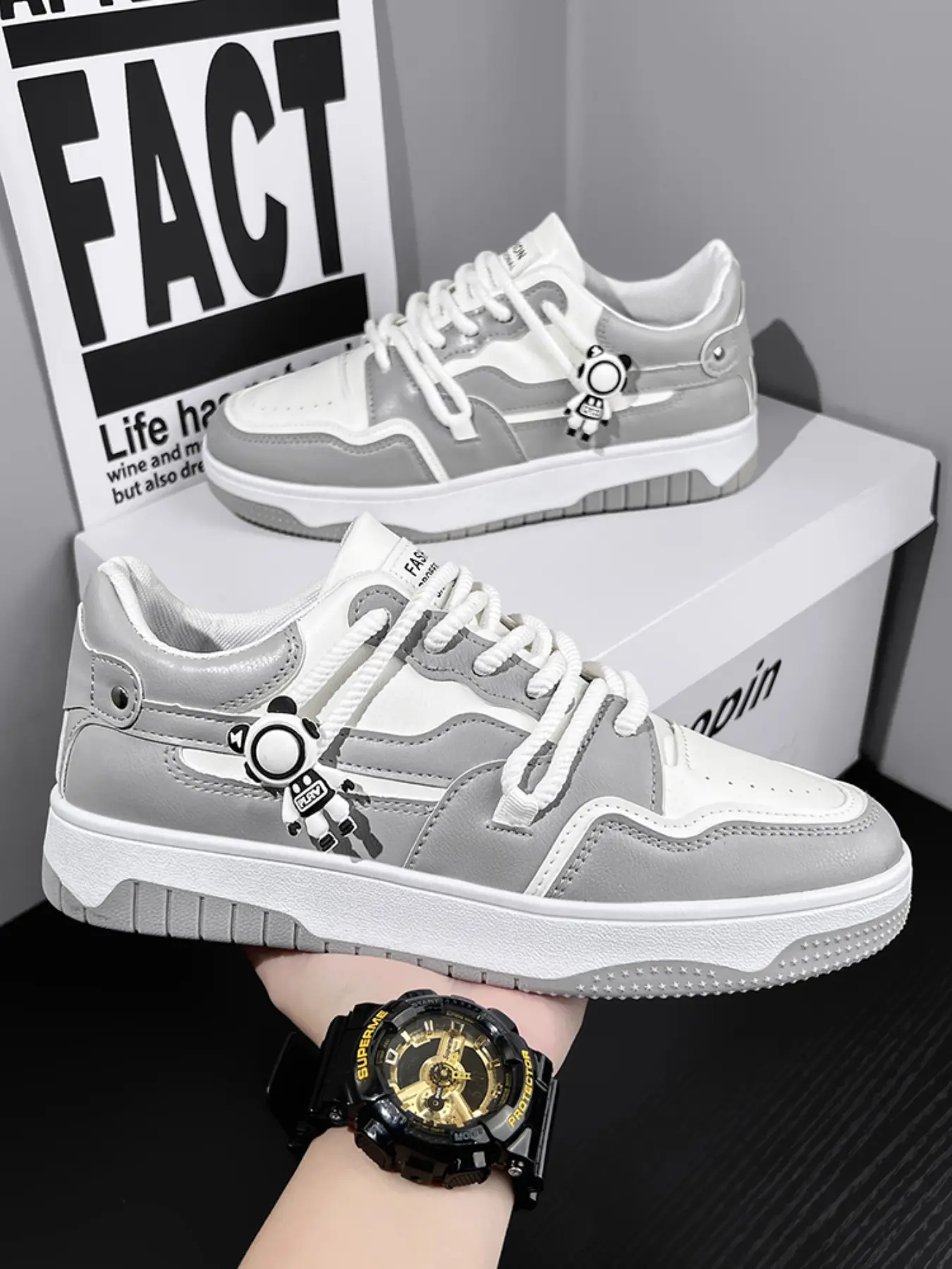 Men's Panda Robot Thick Sole Sneakers, Casual Trendy Shoes, Soft Anti-Slip Boosted Sports Shoes, Sizes 39-44, Spring Summer 2026 New Arrival