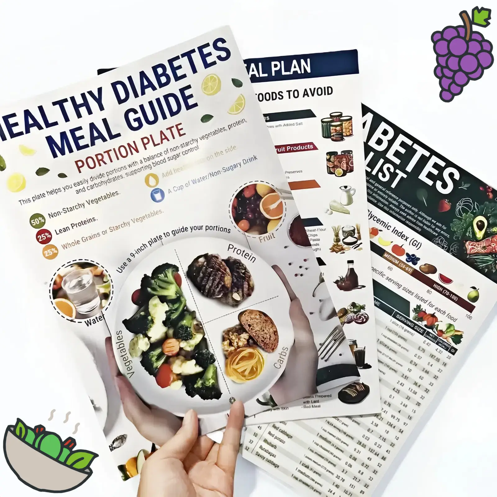 Diabetes Food List Chart for Diabetic Food Chart Brochure, Diabetes Information Chart, Vitamin and Low Sugar Meal Planner For Diabetic Type tool