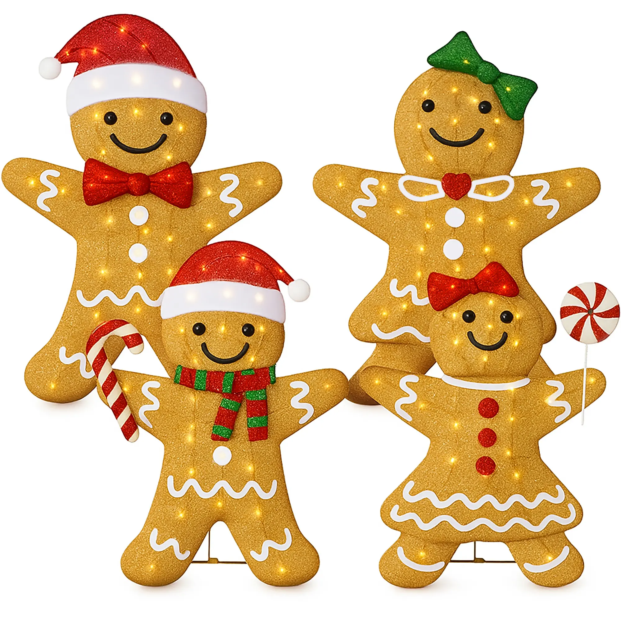Best Choice Products 4pc Gingerbread Family 2D Christmas Yard Decor, 4ft Light Up Holiday Lawn Decoration, 236 LED Lights Best Choice Products 4pc Gingerbread Family 2D Christmas Yard Decor, 4ft Light Up Holiday Lawn Decoration, 236 LED Lights