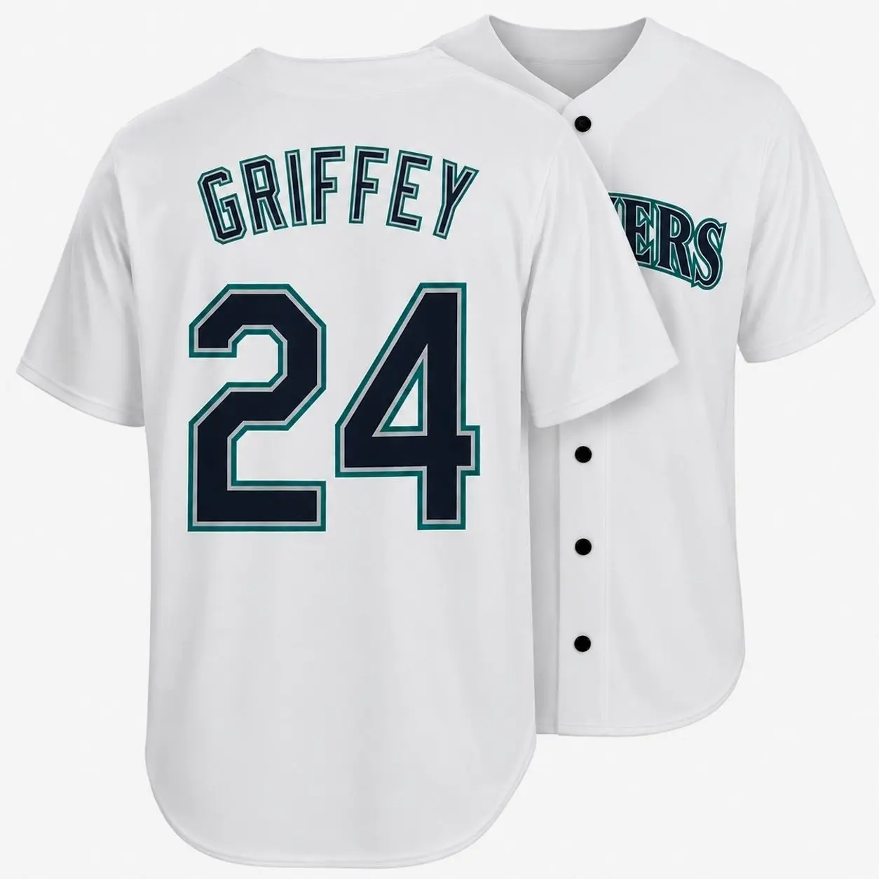 All-over Print Baseball Jersey Without Piping, White Baseball Uniform, Griffey #24 Sports Fan Jersey, Lightweight Athletic Apparel C
