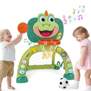 Kids Basketball Hoop & Soccer Goal Toy for Toddlers ‑ Sports Activity Center with Lights & Music, Outdoor & Indoor Play for Ages 1‑3, Best Gift for Boys & Girls