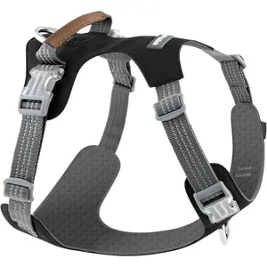 No Pull Dog Harness – Adjustable Reflective Nylon Vest for Small Medium Large Dogs, Escape Proof Training Harness with Leather Control Handle, Lightweight Aluminum Hardware (Black, L)