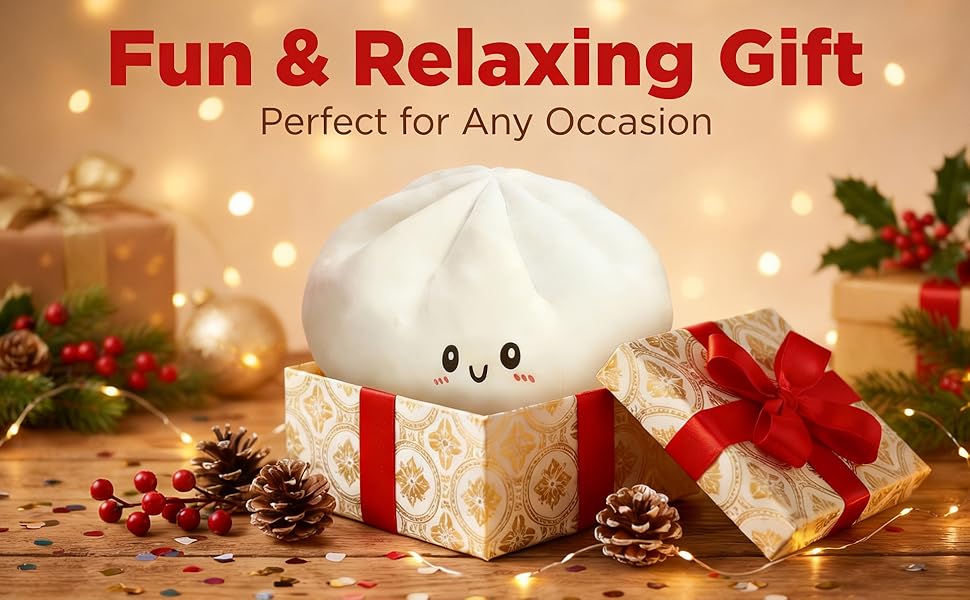 Dumpling Squishies, Glitter Dumpling Mystery Box, Colorful Dumplings Stress Balls Fidget Sensory Toy, Stocking Stuffers with Food Steamer Stretchy Desk Toys