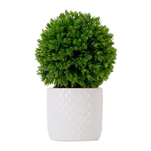 Nearly Natural 10" Artificial Boxwood Topiary Plant w Planter