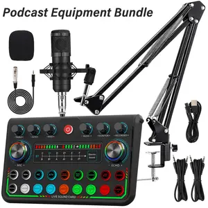 Podcast Equipment Set with Bm800 Studio Microphone, Supports Phone/computer/PC, Audio Mixer, Streaming Mixer, Ideal for Podcasts, Gaming, Tiktok, Youtube Live