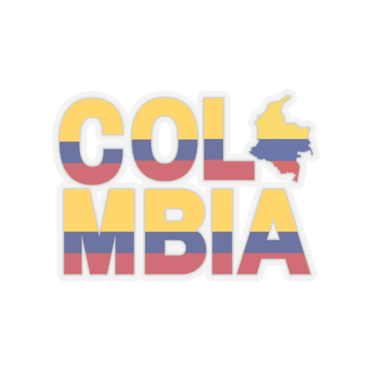 Colombia Map Kiss-Cut Stickers - Vinyl Bumper Sticker, Colombian Flag Decal, Travel Stickers, South America Decor