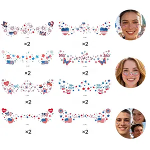2 Sheets 16 Patches Independence Day Freckle Face Stickers, Waterproof Flag Stickers, Party Facial Decorations, Festival Makeup Tattoos