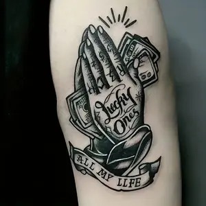 6 Large Herbal Tattoo Stickers, Containing 1 One Prayer Elements and 5 One Random Patterns, Lasting for 7-15 Days, Waterproof and Anti-Friction, Realistic Effect, Suitable for People Who Don't Want Tattoo Pain