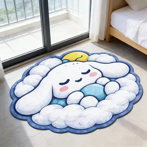 Adorable Cloud Dog Bedside Rug, Fun Cartoon Living Room Area Rug, Home Decor Sofa Coffee Table Mat, Soft Plush Carpet for Lounge Balcony Bathroom
