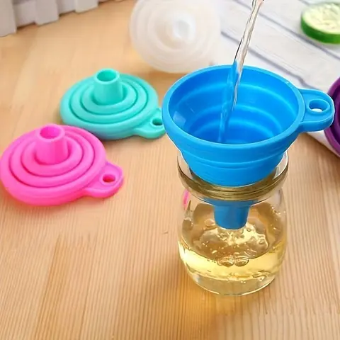 Foldable Silicone Funnel Set, 3 Counts/set Collapsible Food Funnel, Wide Mouth Bottle Funnel, Kitchen Gadgets for Home Use