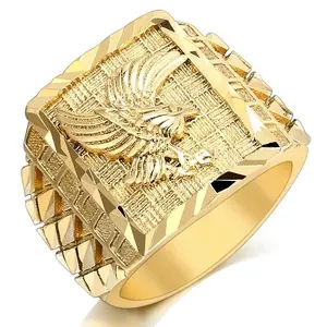 Men's Fashion 18K Gold Plated Punk Rock Eagle Ring Hip Hop Jewelry Luxury Accessory matching birthstone