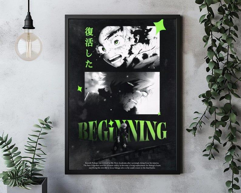 Deku X Bakugo Art Print, My Hero Academia Poster, Anime Fan Gift, No Framed
