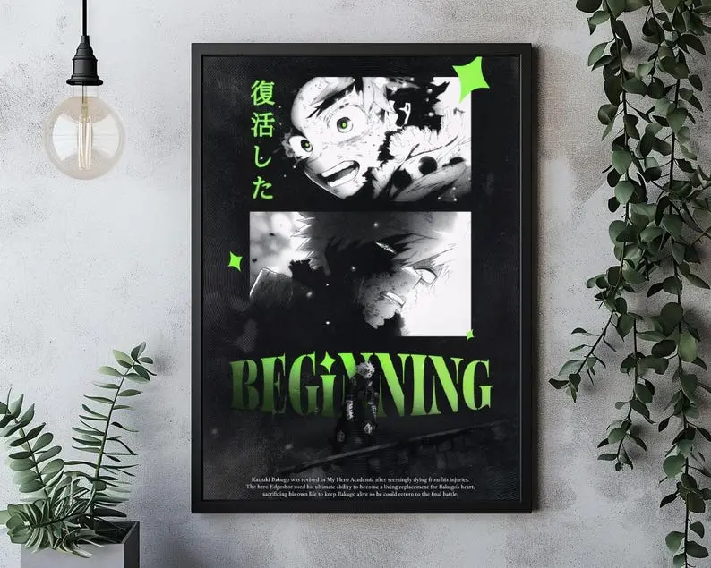 Deku X Bakugo Art Print, My Hero Academia Poster, Anime Fan Gift, No Framed