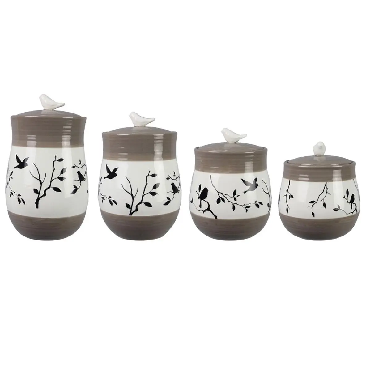 Young's Inc. Set of 4 Botanical Ceramic Caniste rs Young's Inc. Set of 4 Botanical Ceramic Caniste rs