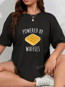 100% Cotton Powered By Waffles Shirt - Cute Waffle T-shirt T-Shirt