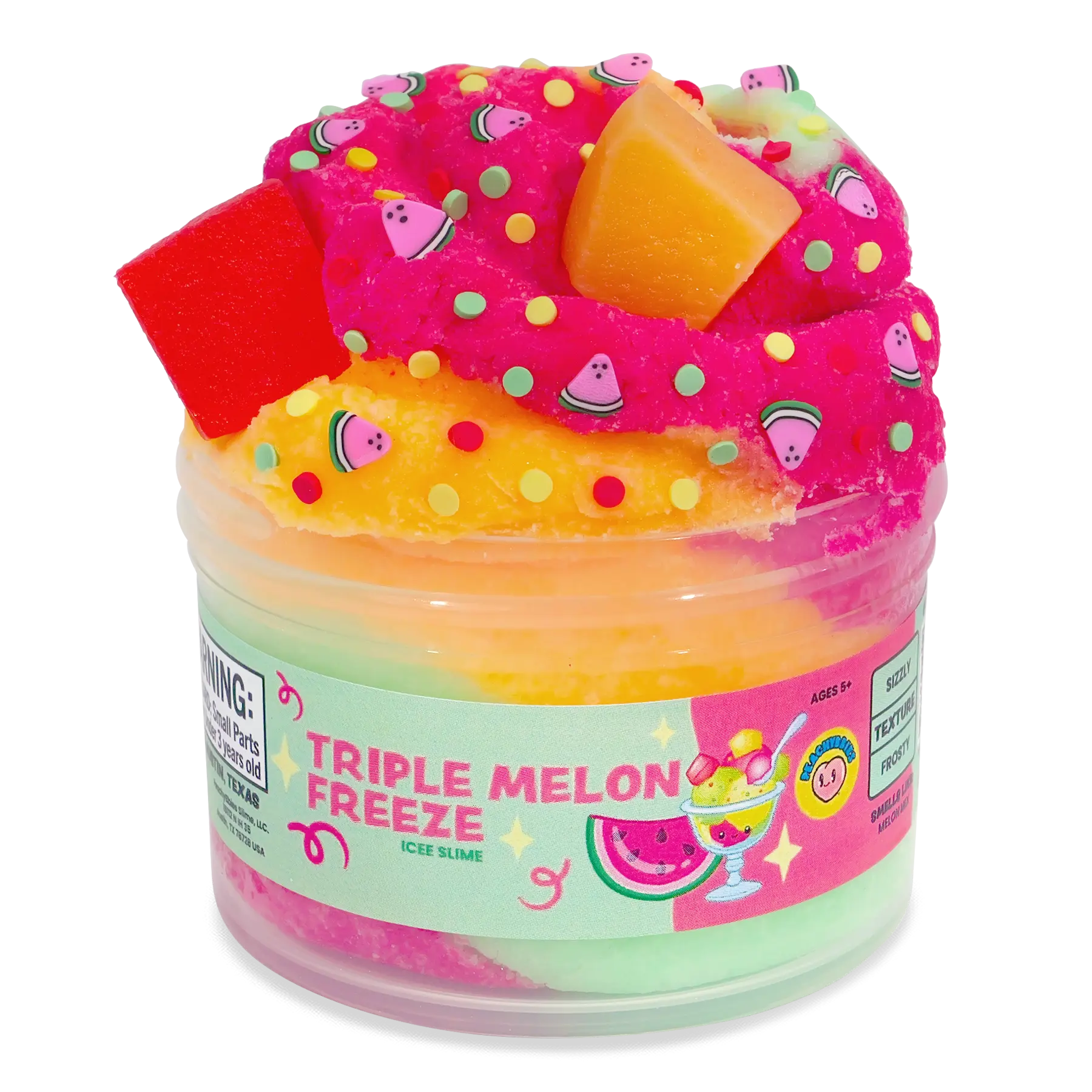 Peachybbies Triple Melon Freeze Icee Toy, Melon Theme Classic Novelty Slime & Squishy Toy for Kids 8-10 Yrs