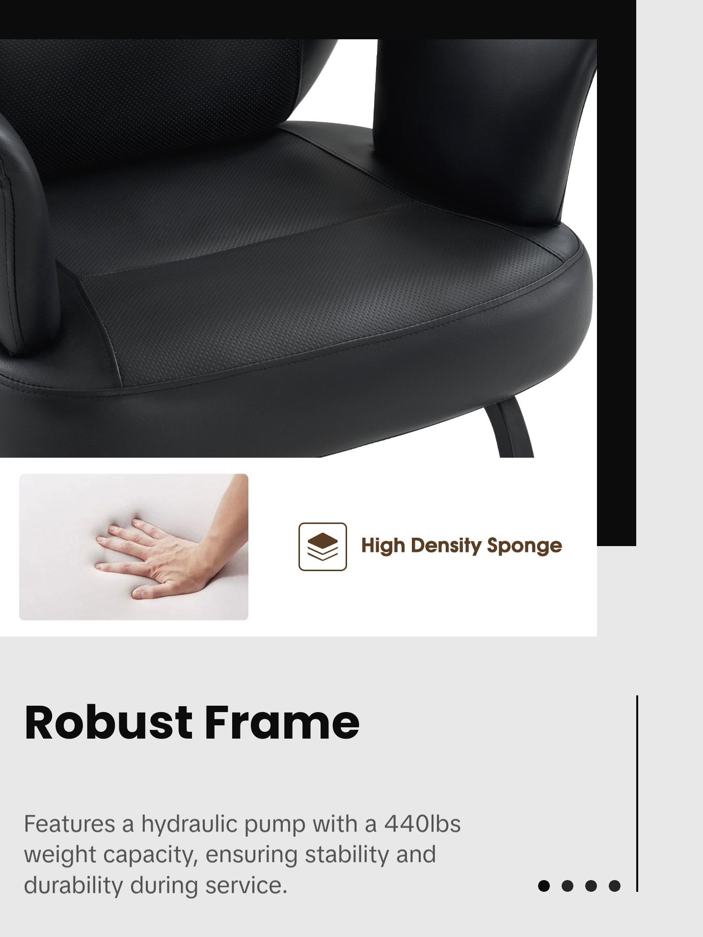 BarberPub Black Salon Chair, Breathable PVC Leather Beauty Chair for Hair Stylist 3082