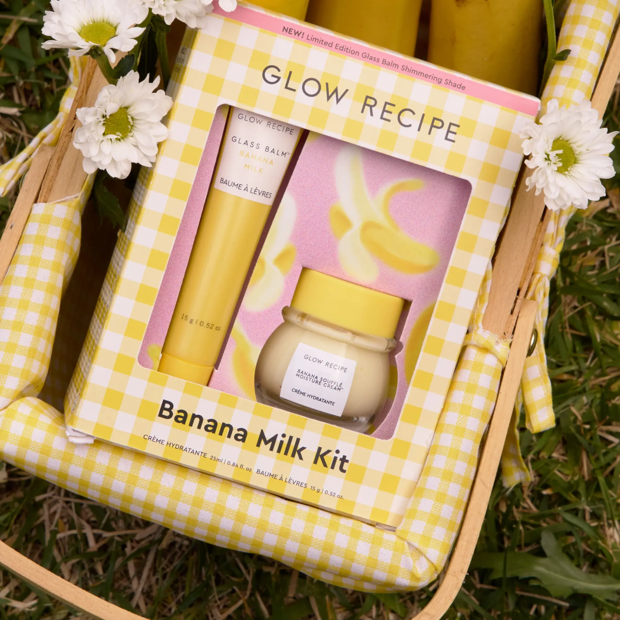 Glow Recipe Banana Moisturizing Cream & Shimmer Lip Treatment Beauty Kit, Hydrating Gentle Moisturizer Beauty Products (Pack of 2)