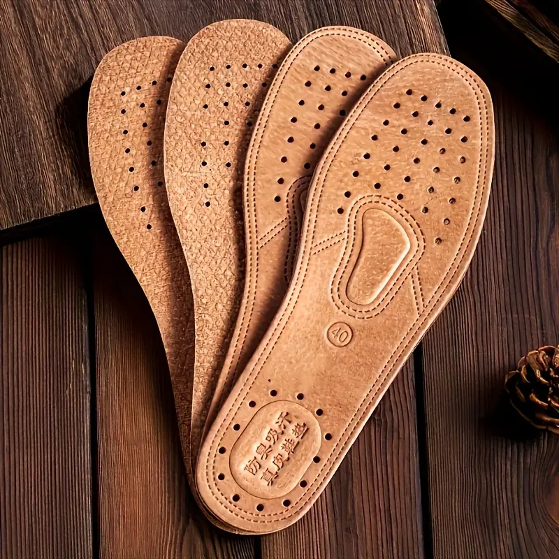 4pcs (2 Pairs) Breathable Leather Shoe Insoles, Sweat-Absorbing And Breathable Leather Shoe Insoles