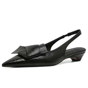 Elegant Bow Slingback Kitten Heels for Women | Pointed Toe Low Heel Pumps | Chic Office & Date Night Shoes 2026 Trend