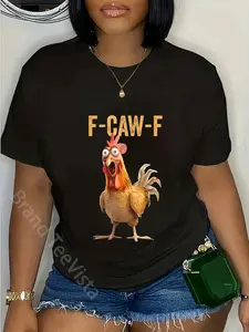 100% Cotton F-Caw-F Funny Chicken Humor Quote Rooster Meme T-Shirt