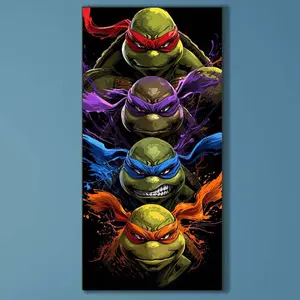 5D DIY Full Drill Round Diamond Painting - Diamond Painting Kit Anime Design Ninja Turtle Mosaic Canvas DIY Wall Art, Home Wall Decoration, Suitable for Halloween, Christmas, Birthday and Anniversary Gifts.