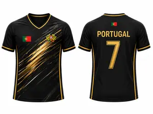 Portugal Soccer Jersey, Black Gold Portuguese Pride Sports Shirt, Custom Number Football Style Jersey, Portugal Fan Apparel, Gift for Men Women